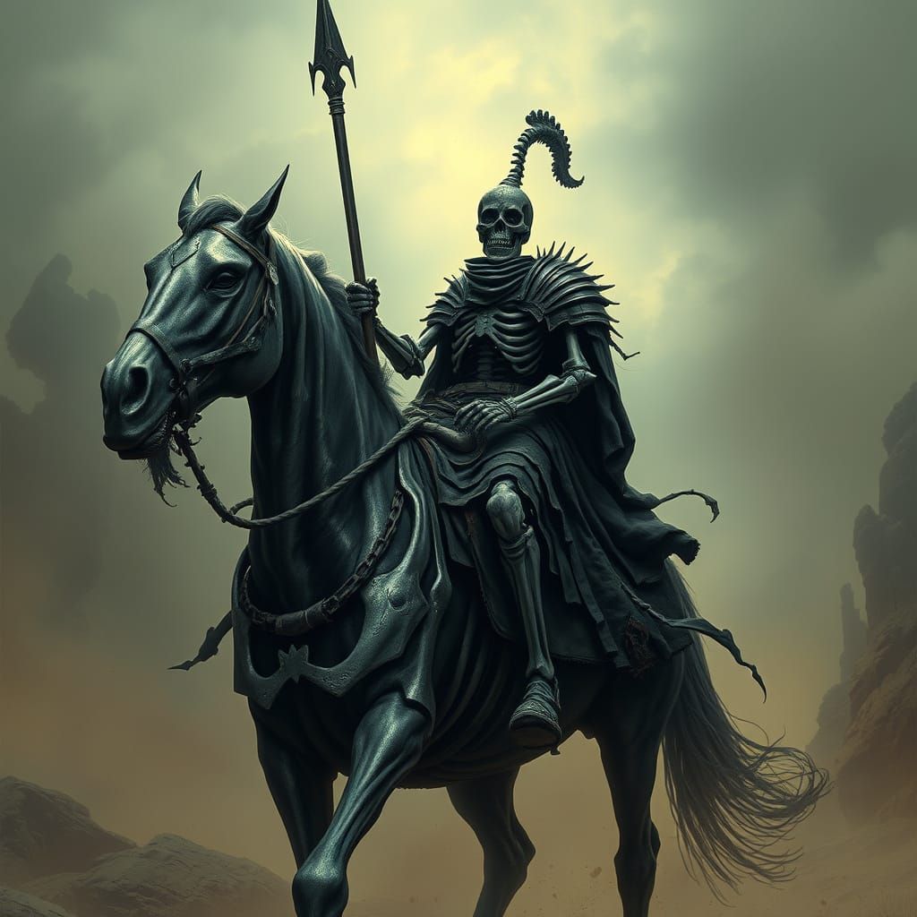 Skeleton Death Knight Rides Through Underdark Landscape