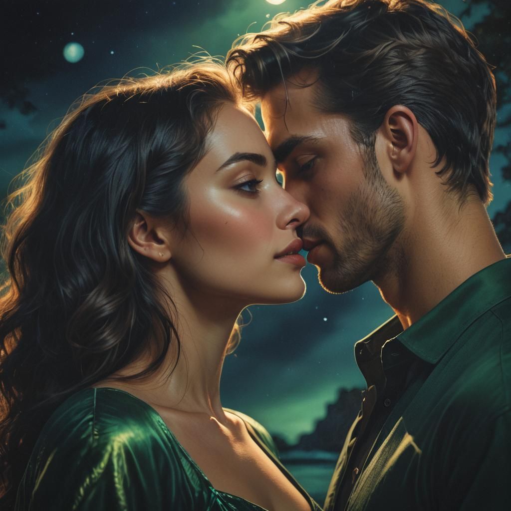 Midnight Whispers: A Romantic Moment in Digital Art