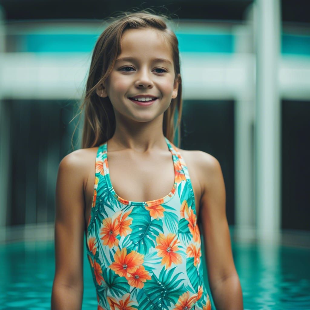 Girl in One-Piece Bikini