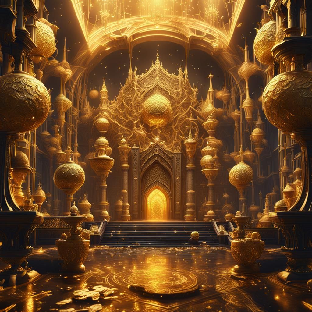 Golden Fantasy Concept Art in Unreal Engine 5