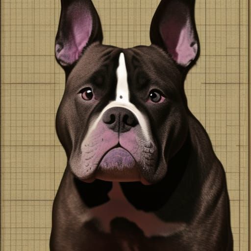 American Bully Dogs with Rabbit Ears in Steampunk Collage