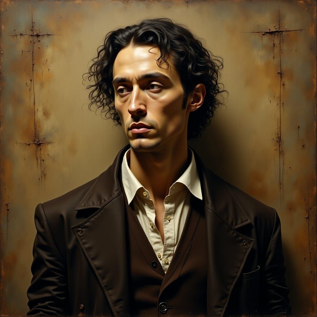 Contemplative Man Portrait in Realistic Style