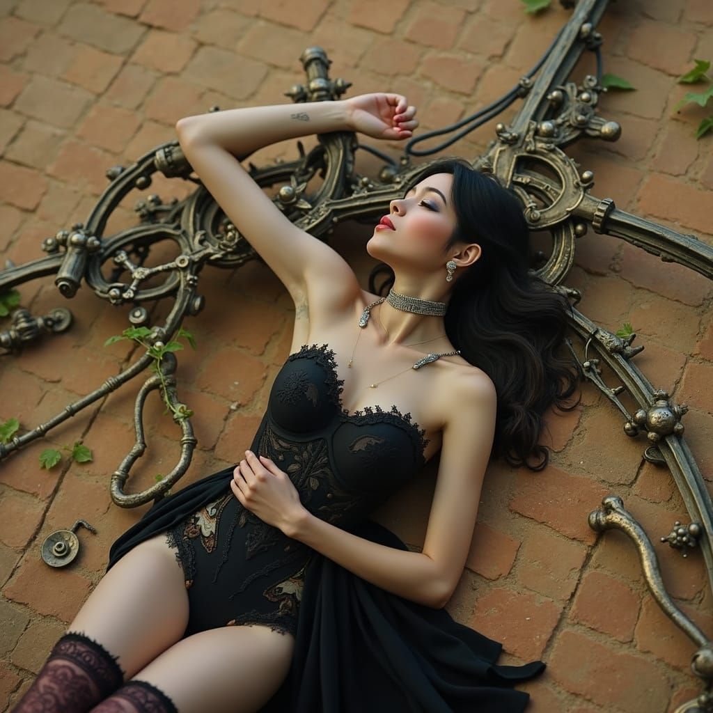 Steampunk Gothic Window in Victorian Stone Wall