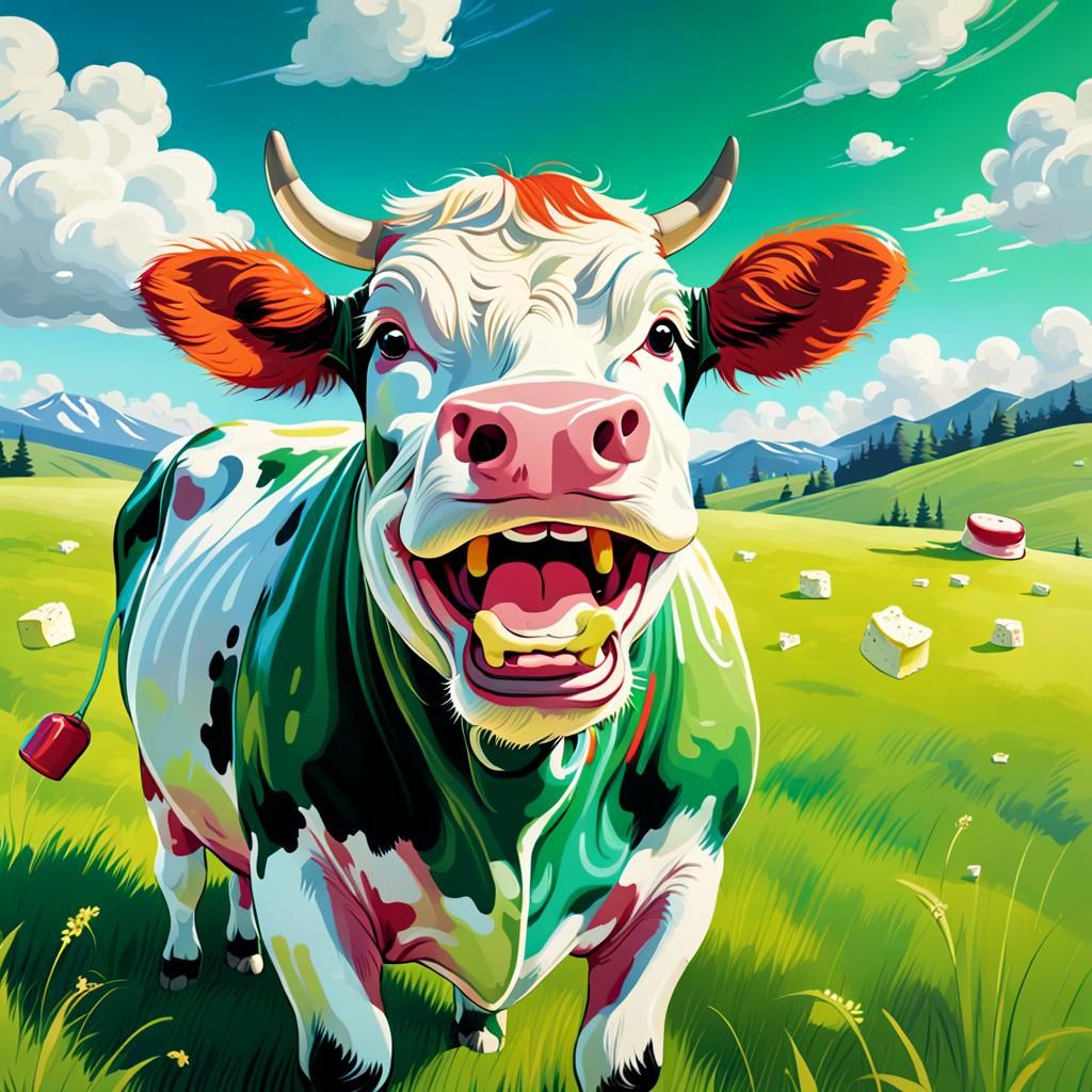 Laughing Cow in Warhol-Inspired Pop Art Style