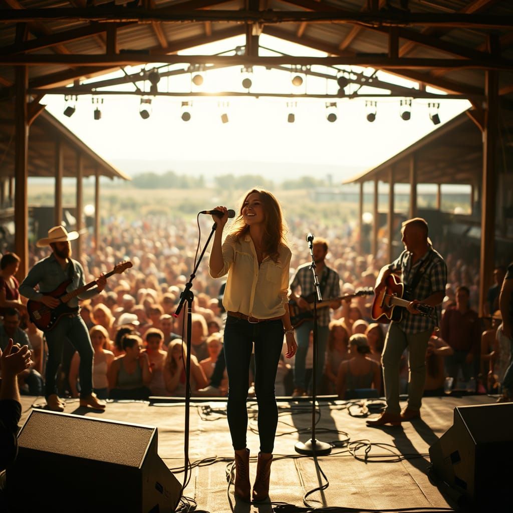 Country Music Festival Performance with Charismatic Lead Sin...