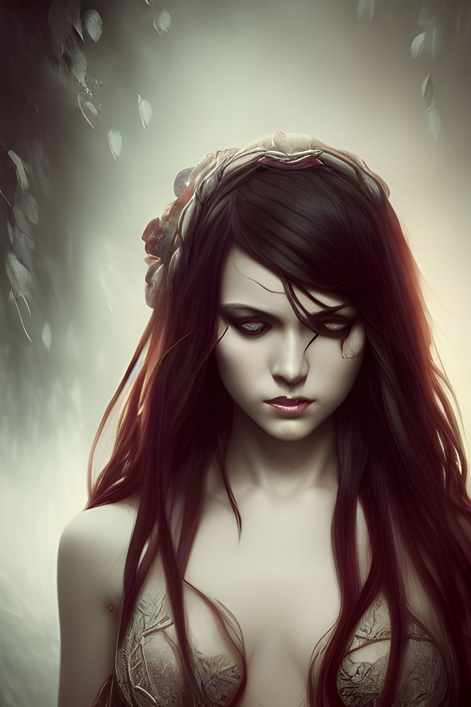 Elegant Goddess Portrait in Digital Illustration Style