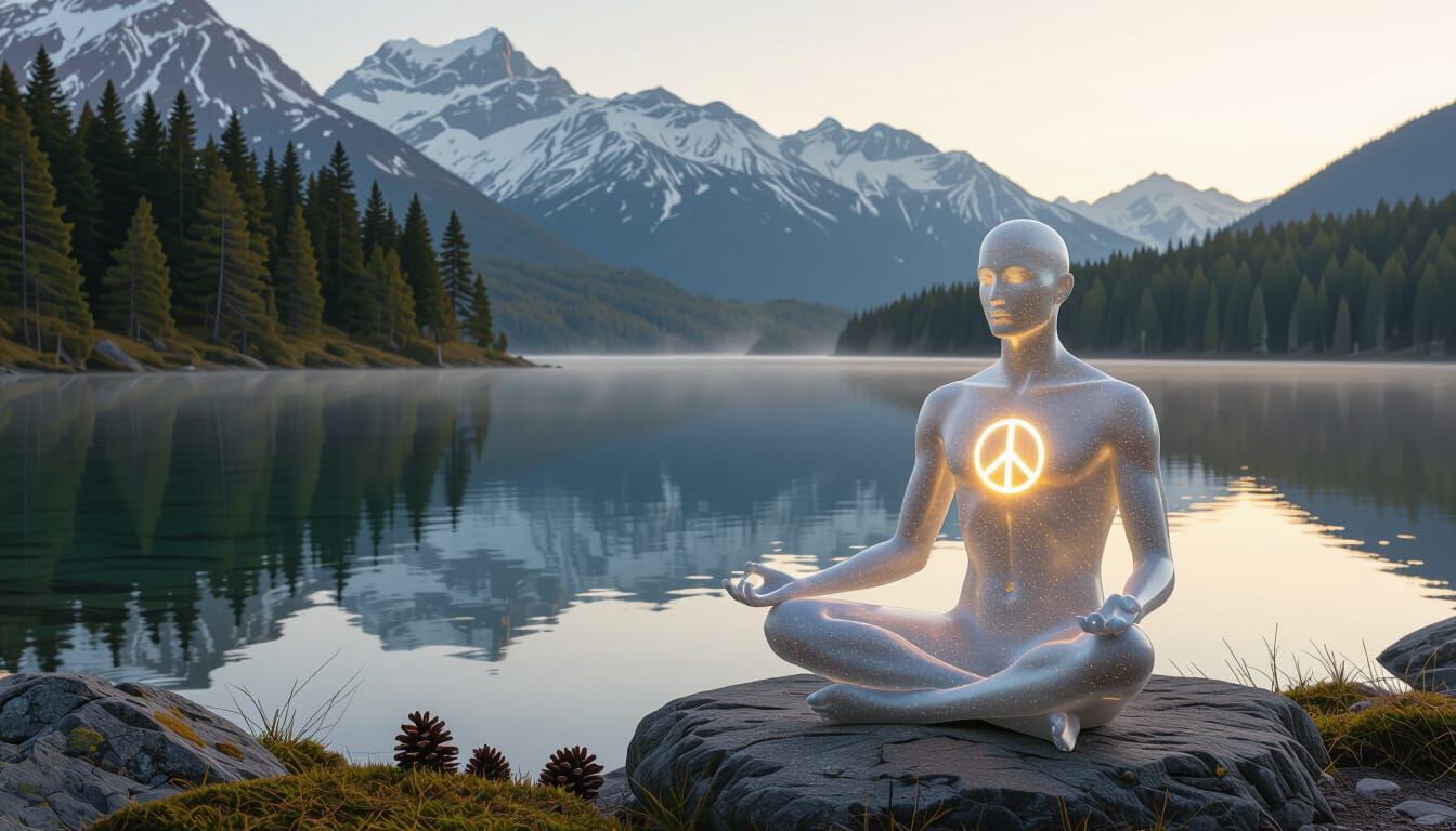 Ethereal Being Meditating by Mirror Lake