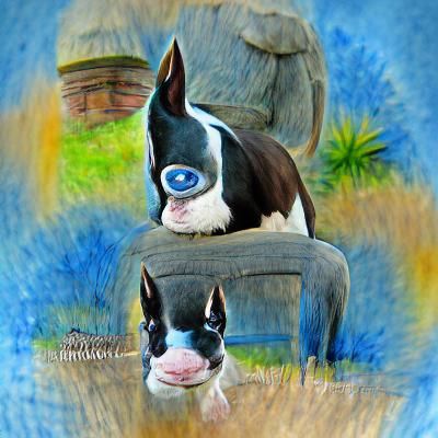 Heterochromatic Boston Terrier Portrait