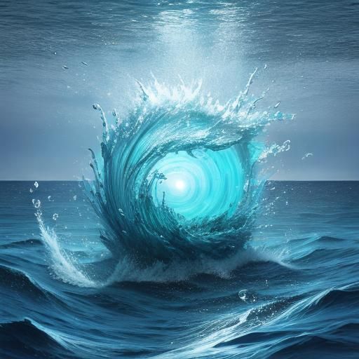 Playful Water Elemental in Ocean Scene