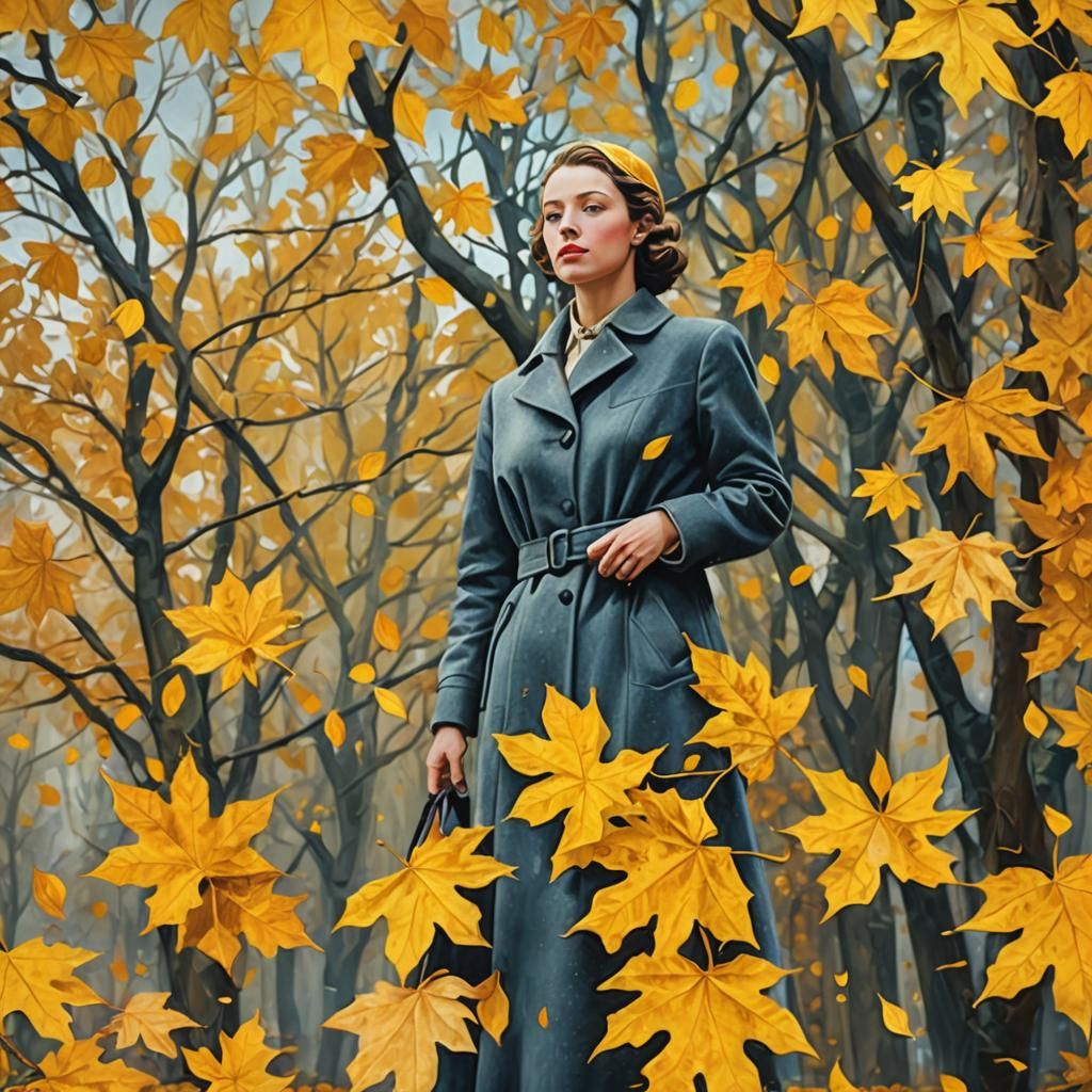 Surreal Autumnal Portrait in Mixed Media Collage