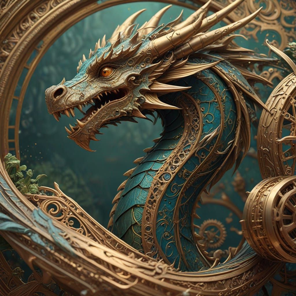 Steampunk Dragon in Intricate Gears and Brass