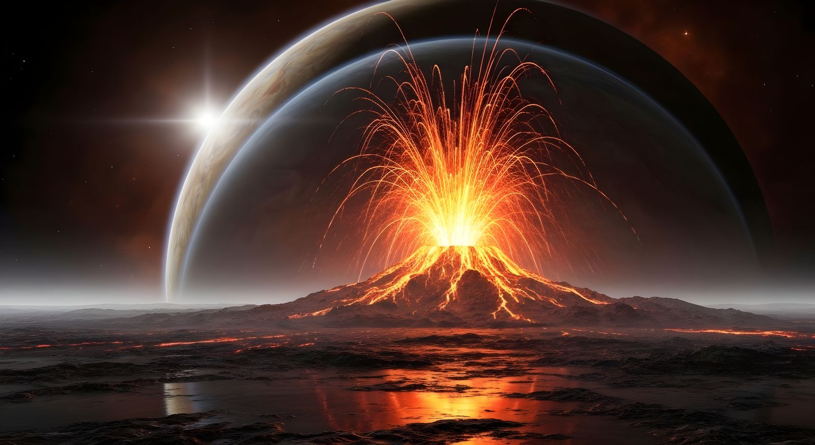 Jupiter Volcanic Eruption in Hyperrealistic Style