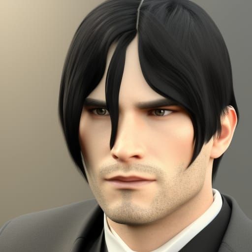Detailed 3D Render of Man in Black Suit