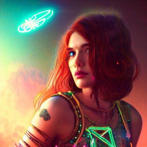 Cyberpunk Cancerian Goddess with Steampunk Engine