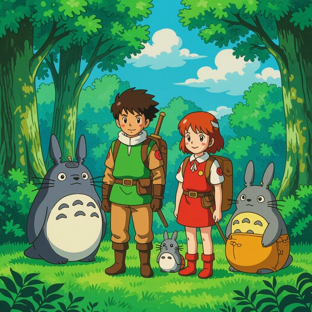 Enchanting Forest Scene in Ghibli Animation Style