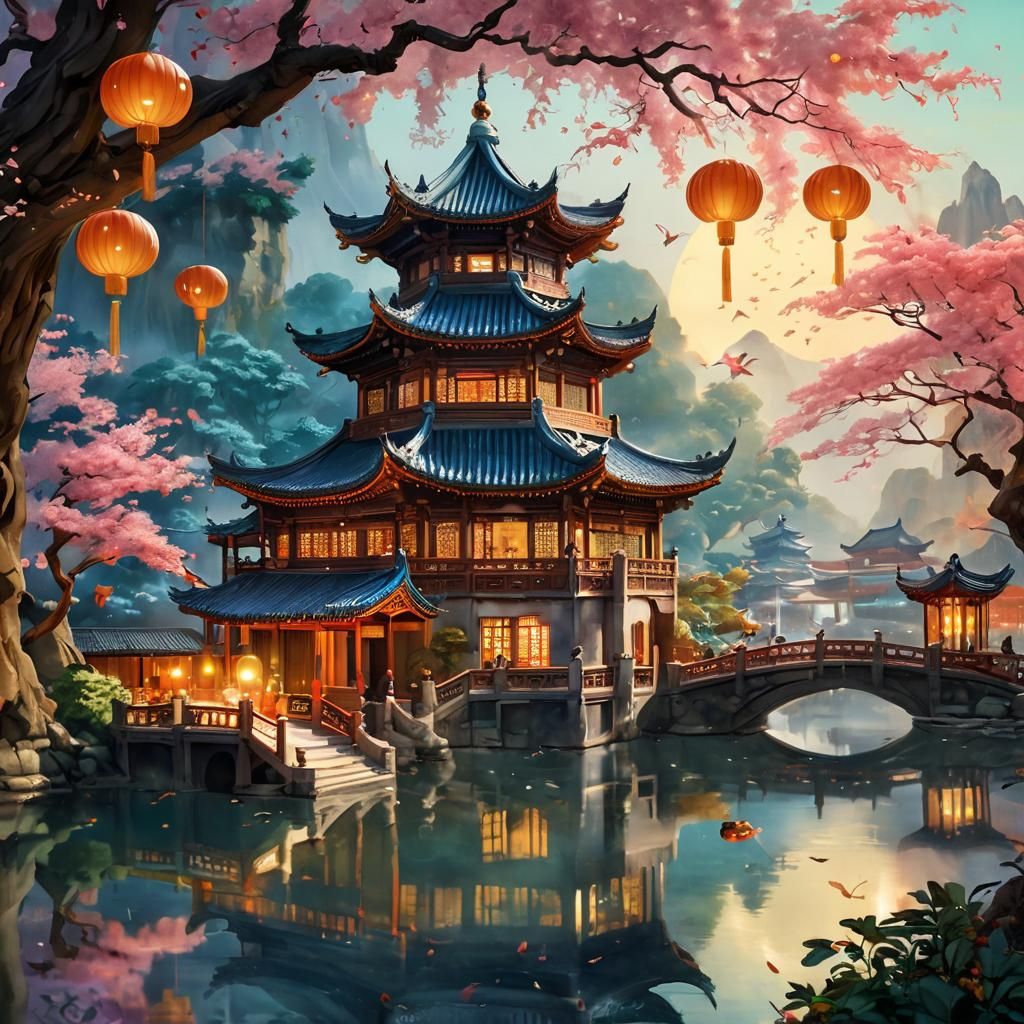 The Heavenly Palace carved from mooncakes features lifelike ...