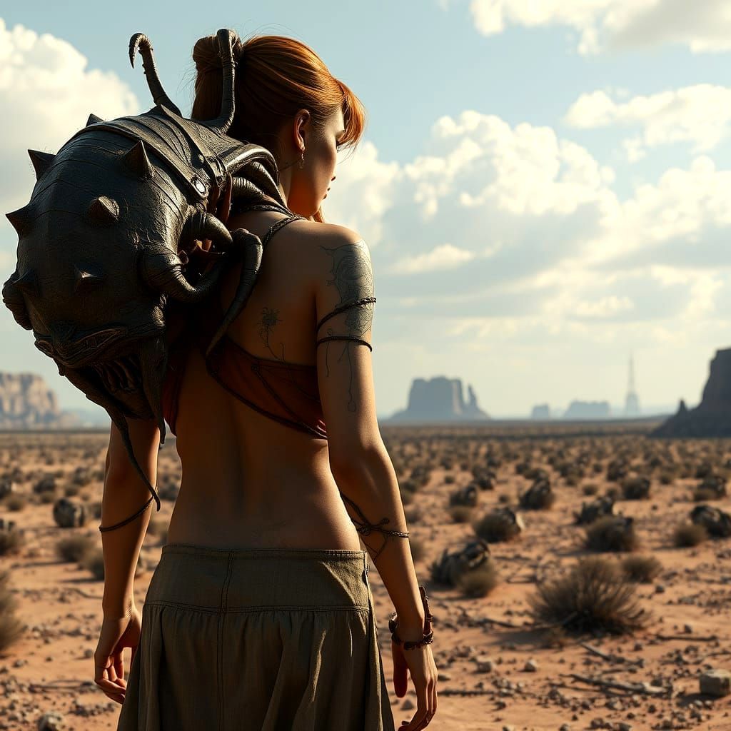 Parasite Drains Woman in Desolate Wasteland