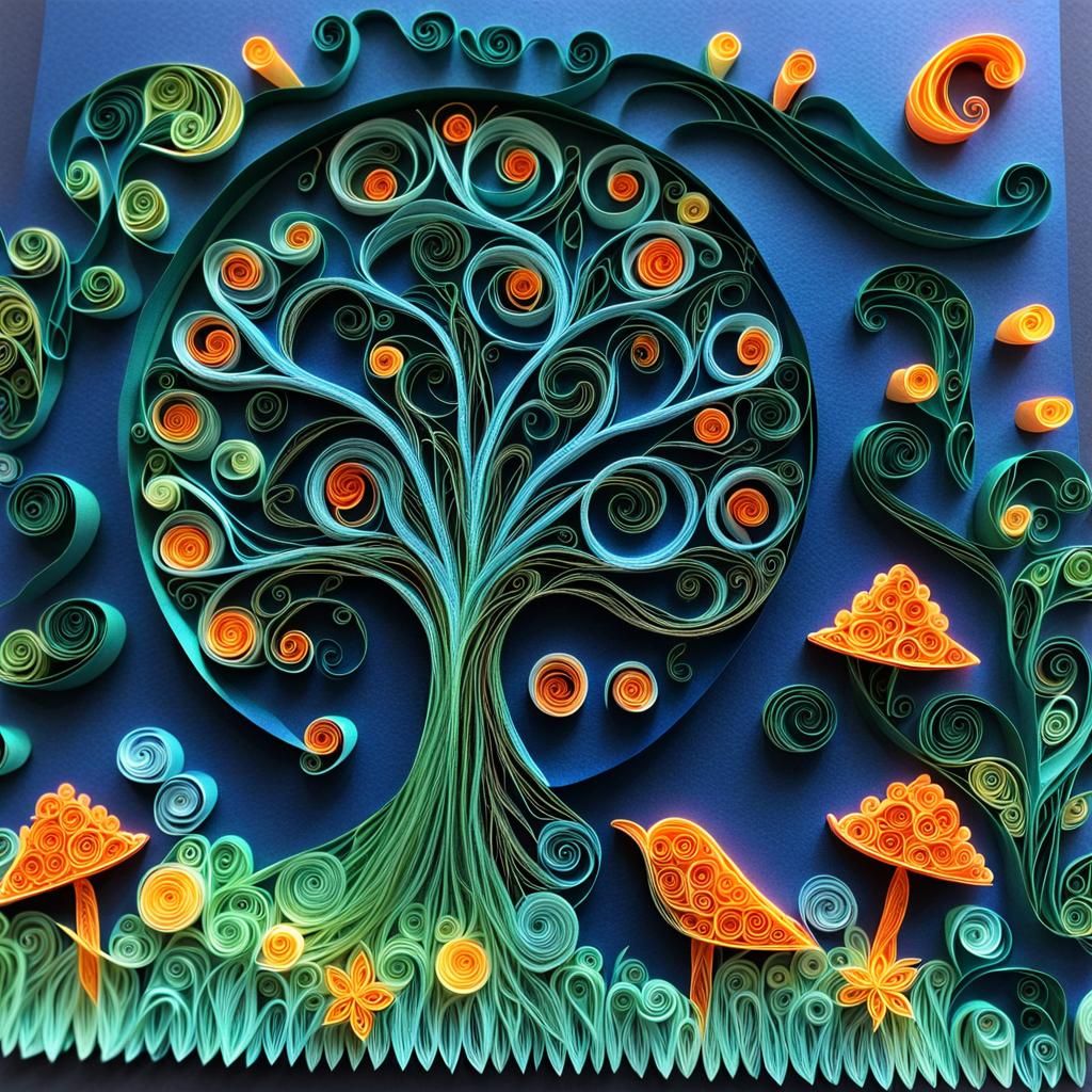 Enchanted 3D Paper Quilled Forest with Fairy Lights