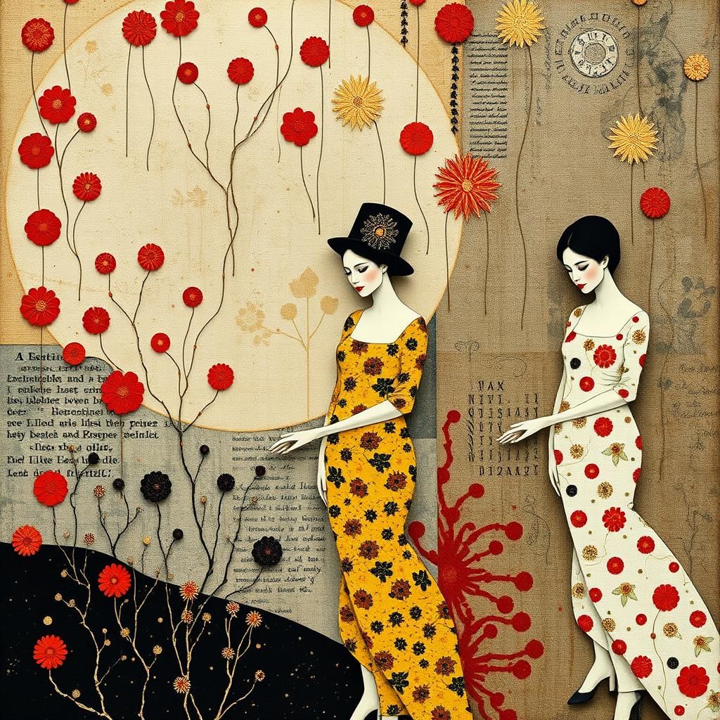 Paper People in Art Nouveau Style