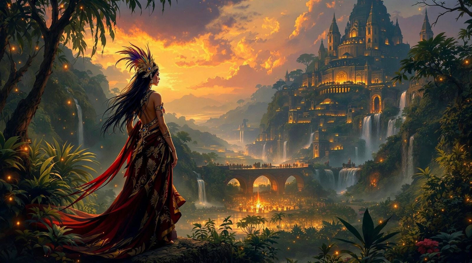 Jungle Guardian in Verdant Realm, Pre-Raphaelite Style