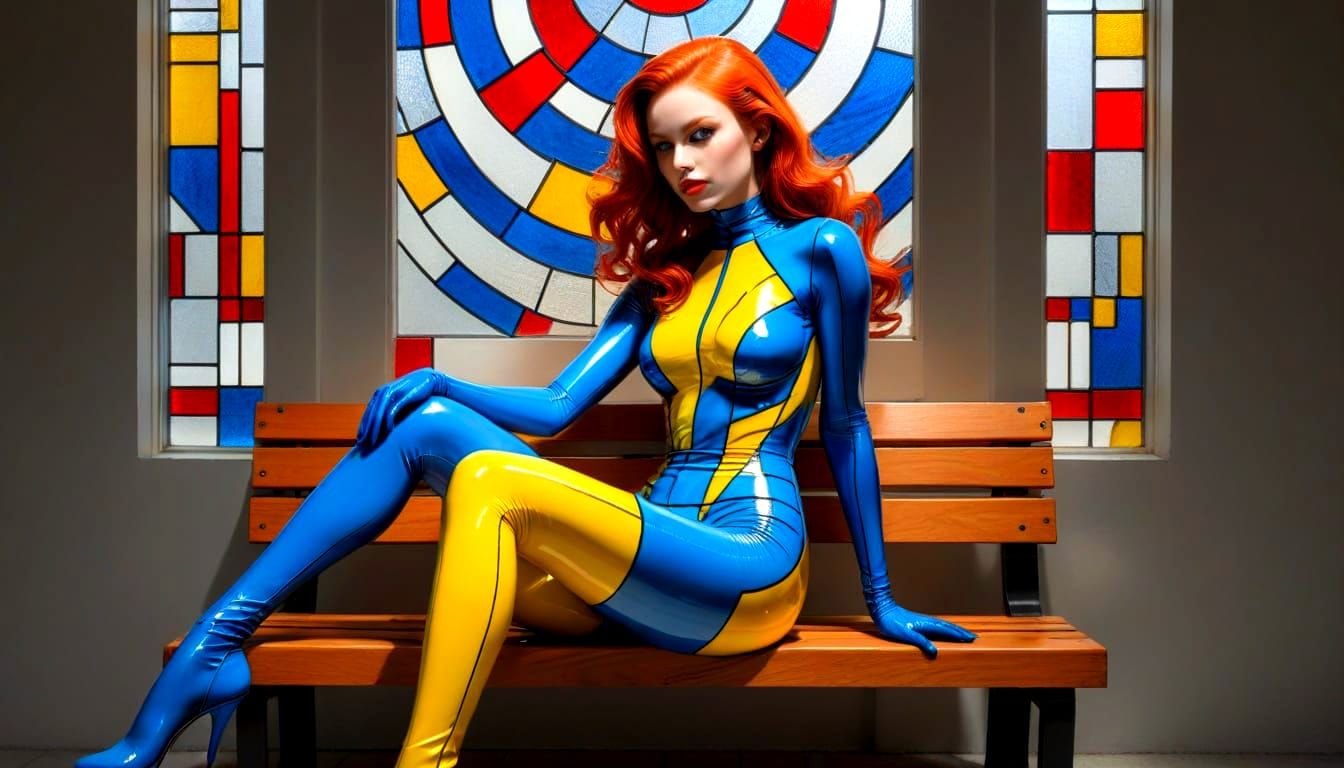 Stained Glass Woman in Roy Lichtenstein Style