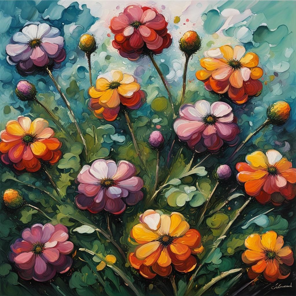 Clover Patch Impasto Painting with Acrylic Texture