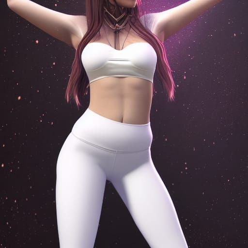 Girl in White Leggings: Detailed Matte Painting