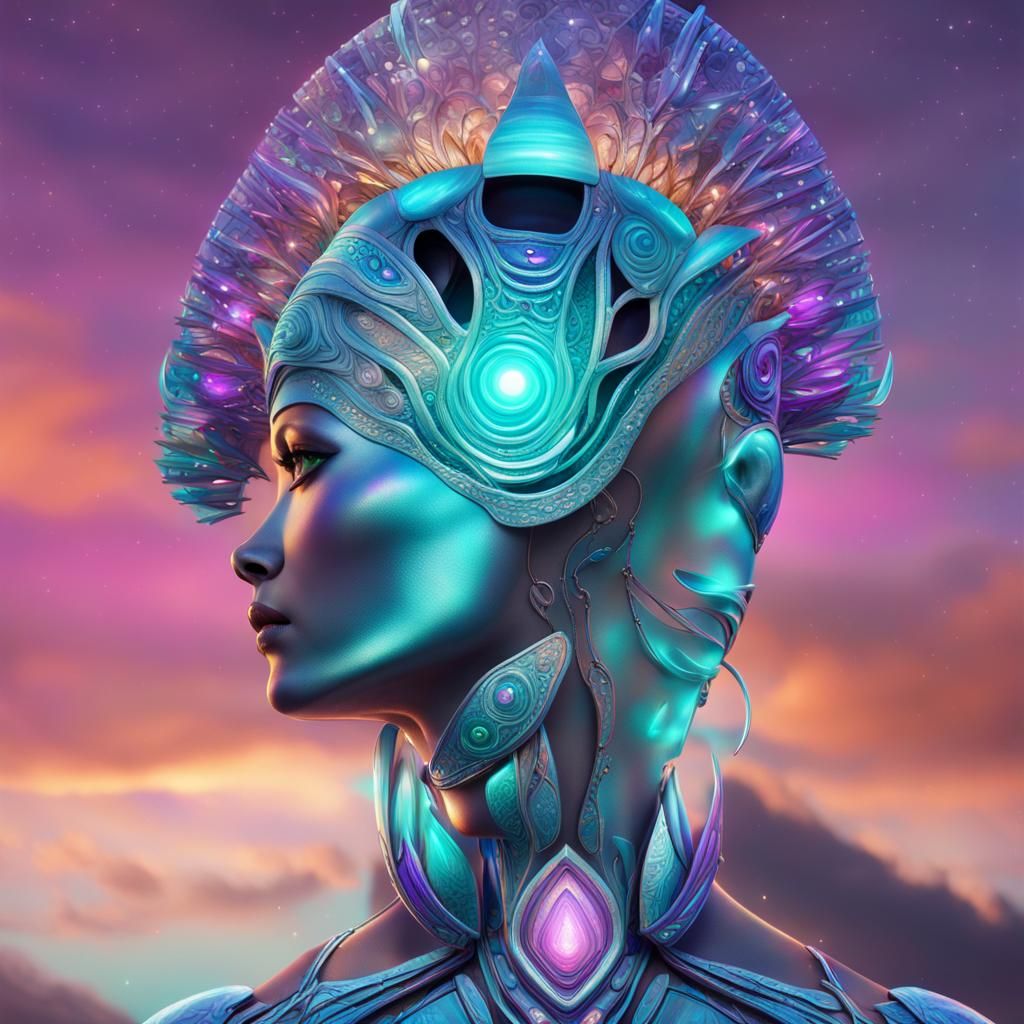 Alien Woman Portrait in Hyperrealistic Digital Art