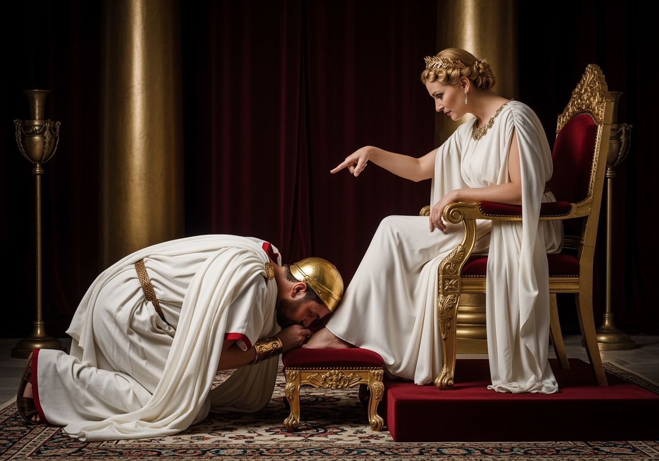 Roman Senator Kneeling Before Empress: Classic Portrait