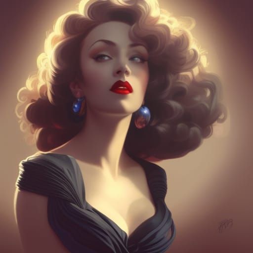 Film Noir Portrait of Woman in Red Dress