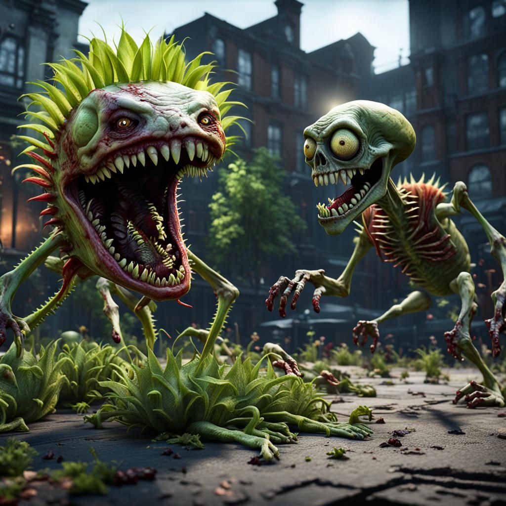 Venus Flytrap Zombie Hybrid in 3D Game Style
