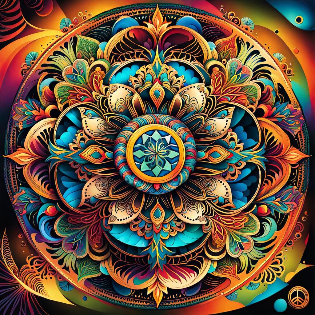 Detailed Mandala in Graffiti Art Style