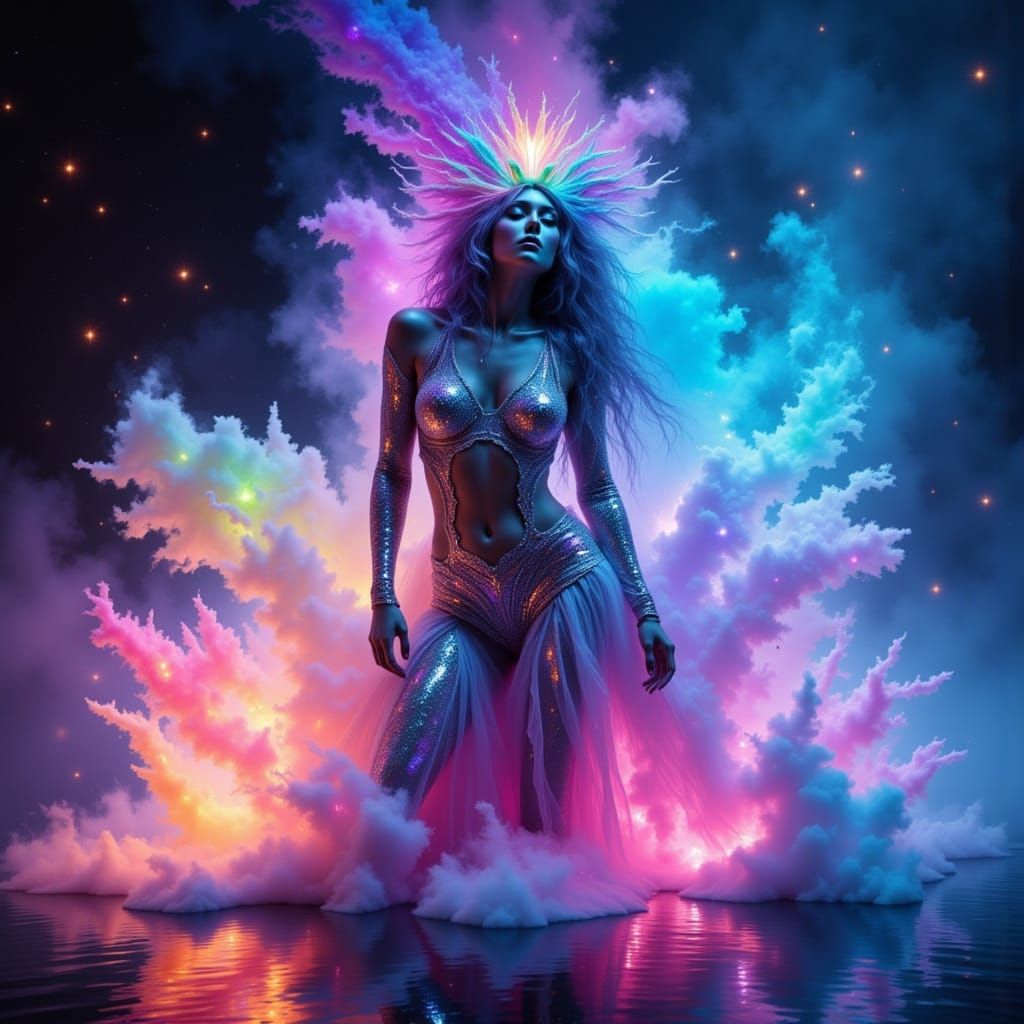 Fantasy Performer Melts into Dreamlike Realm with Ethereal L...