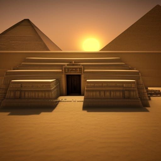 Egyptian Temple and Pyramids in 3D