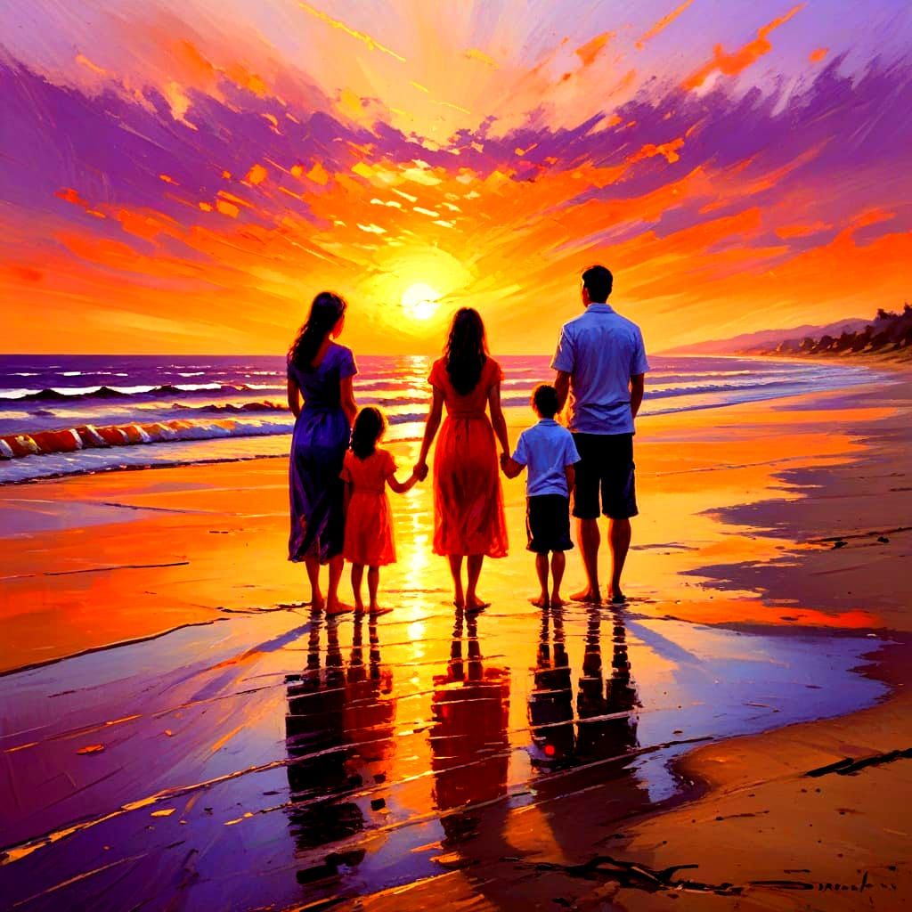 The sunrise was breathtaking, creating a cherished family memory.