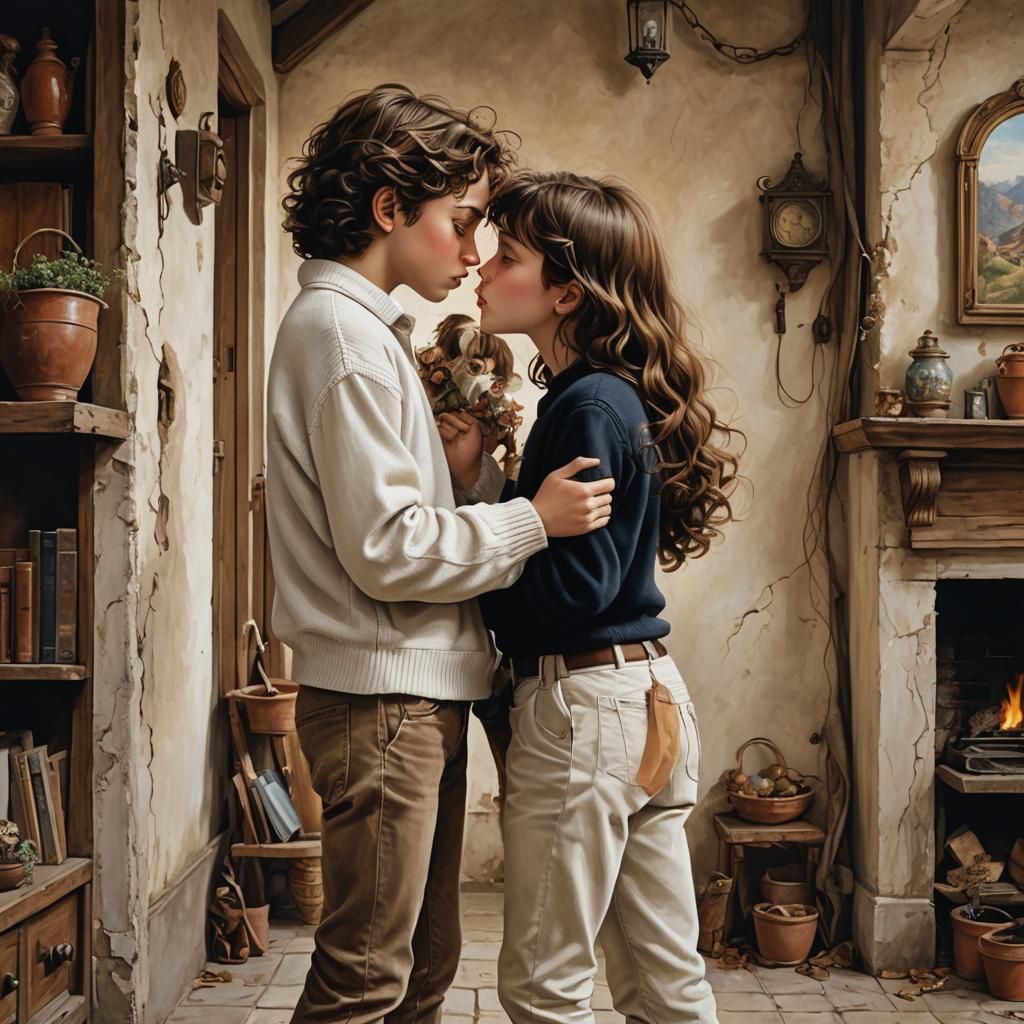 Kids Kissing: Detailed Matte Painting, Unreal Engine