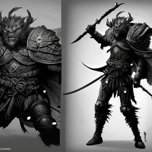 Imposing Bugbear Fighter in Anime Style