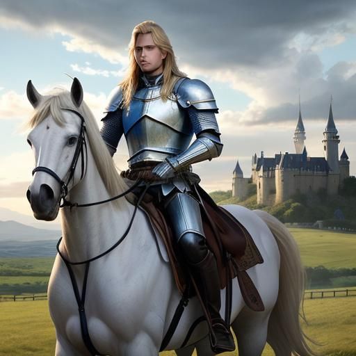 Knight on Horseback with Castle, Digital Matte Painting