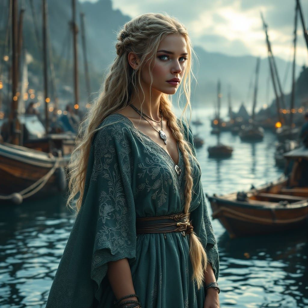 Stunning Germanic Goddess Hludana Blesses Fishing Boats in A...