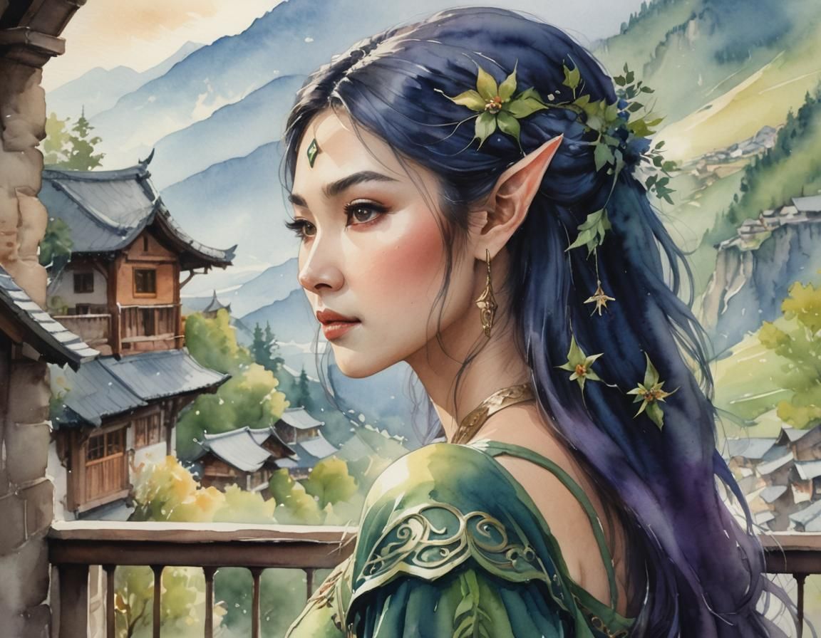 Asian Elf in a Mountain Village 3