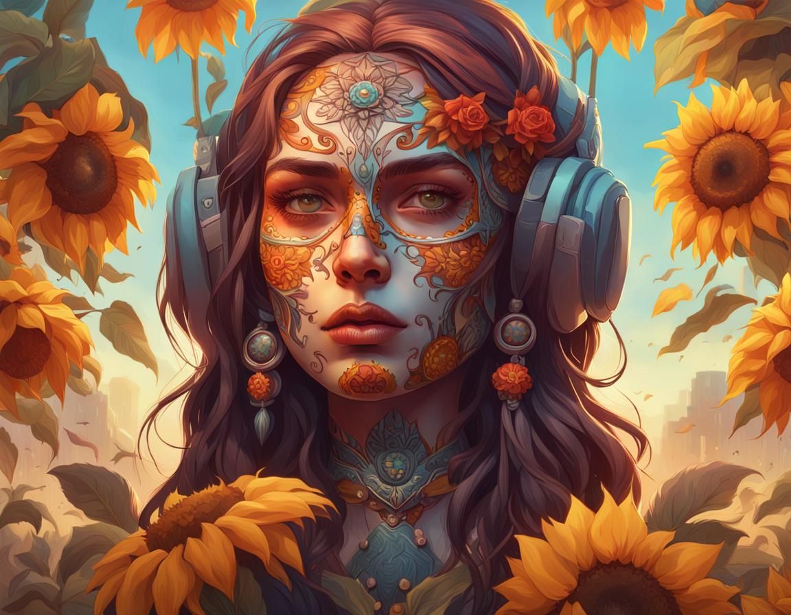 Day of the Dead Girl Portrait in Artstation Style