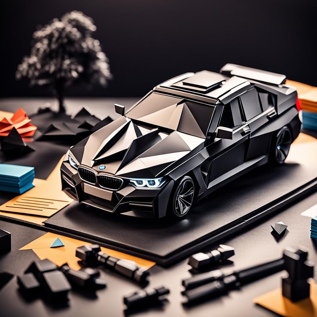 Jet Black BMW Armed Origami Papercraft