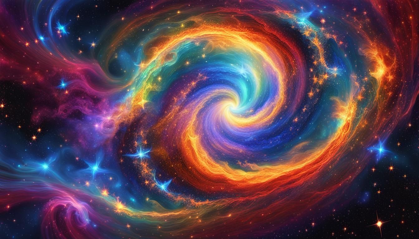 Cosmic Expressionist Painting with Swirling Star Clusters an...