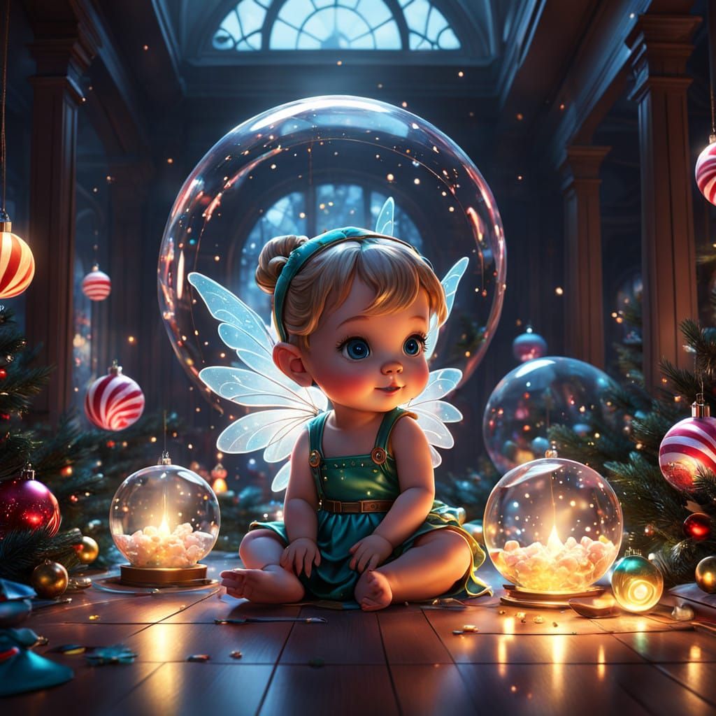 Whimsical Christmas Fairy in a Glowing Winter Wonderland