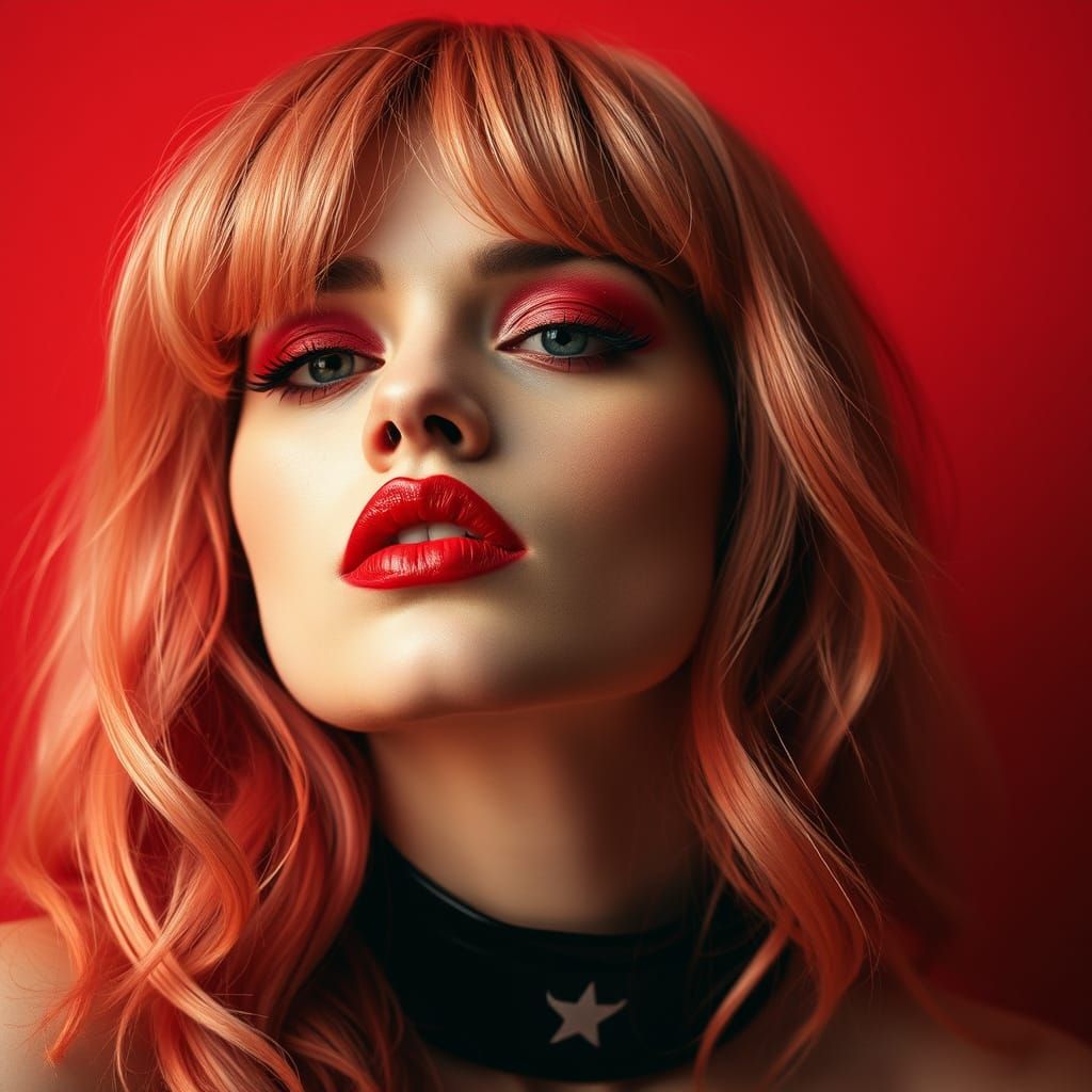 Red Latex Blonde Portrait