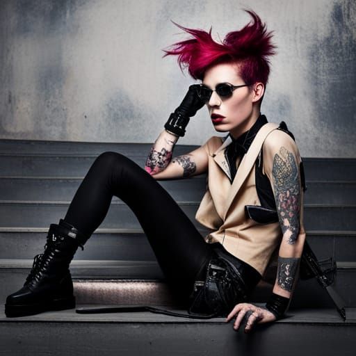 Cat-Themed Punk Goth Outfit Idea