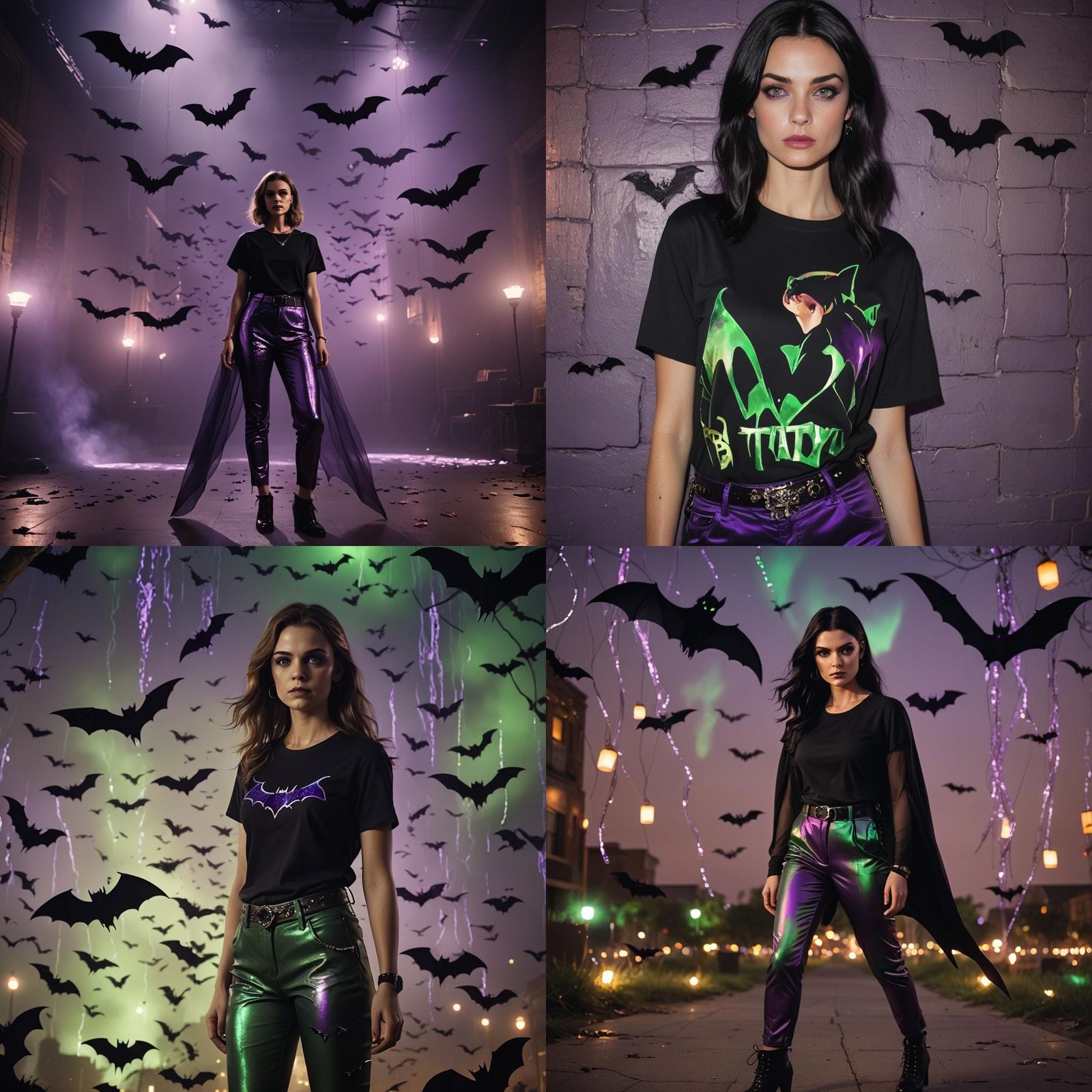 Cinematic Film Still of Woman with Bats