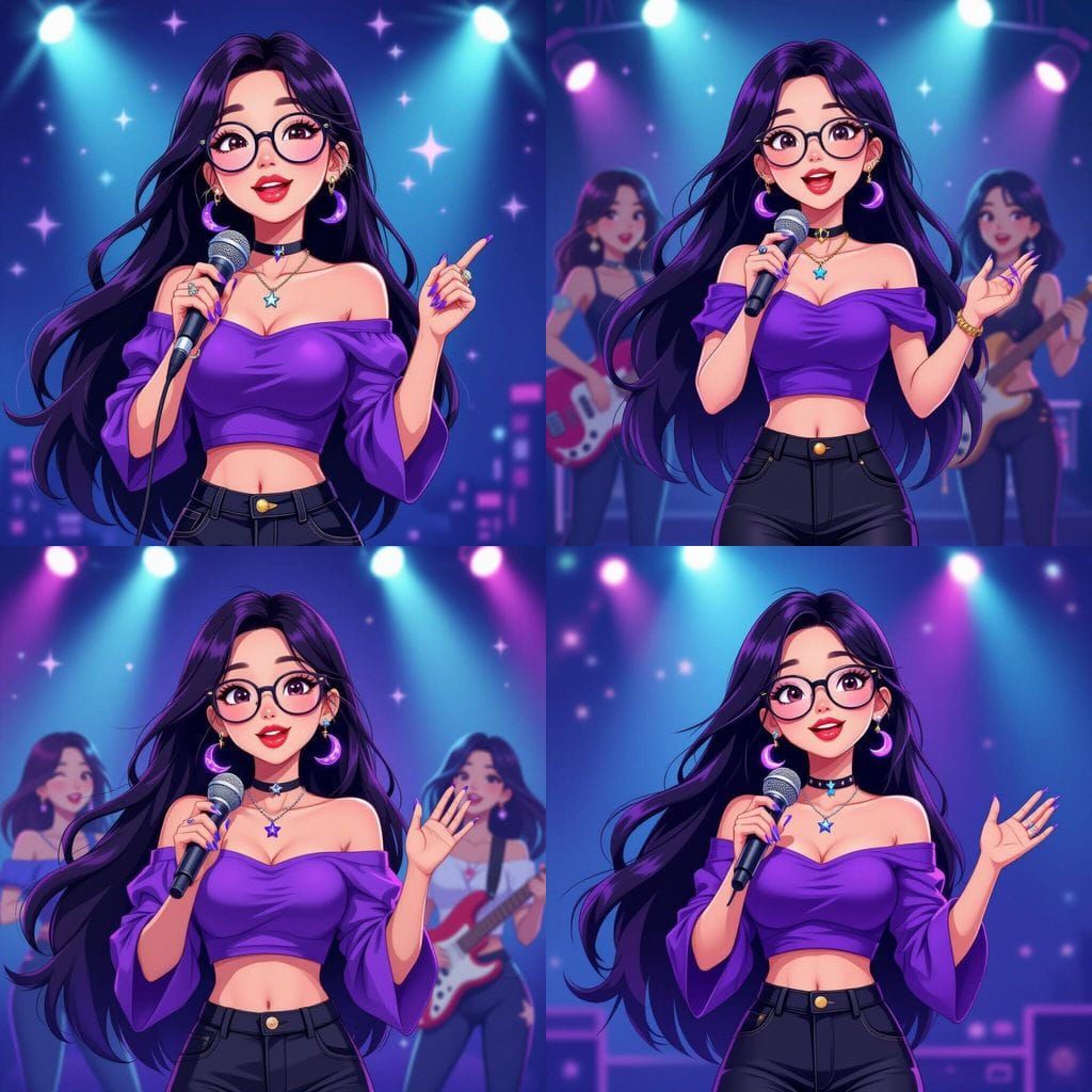 Animated K-Pop Star Singing on Stage