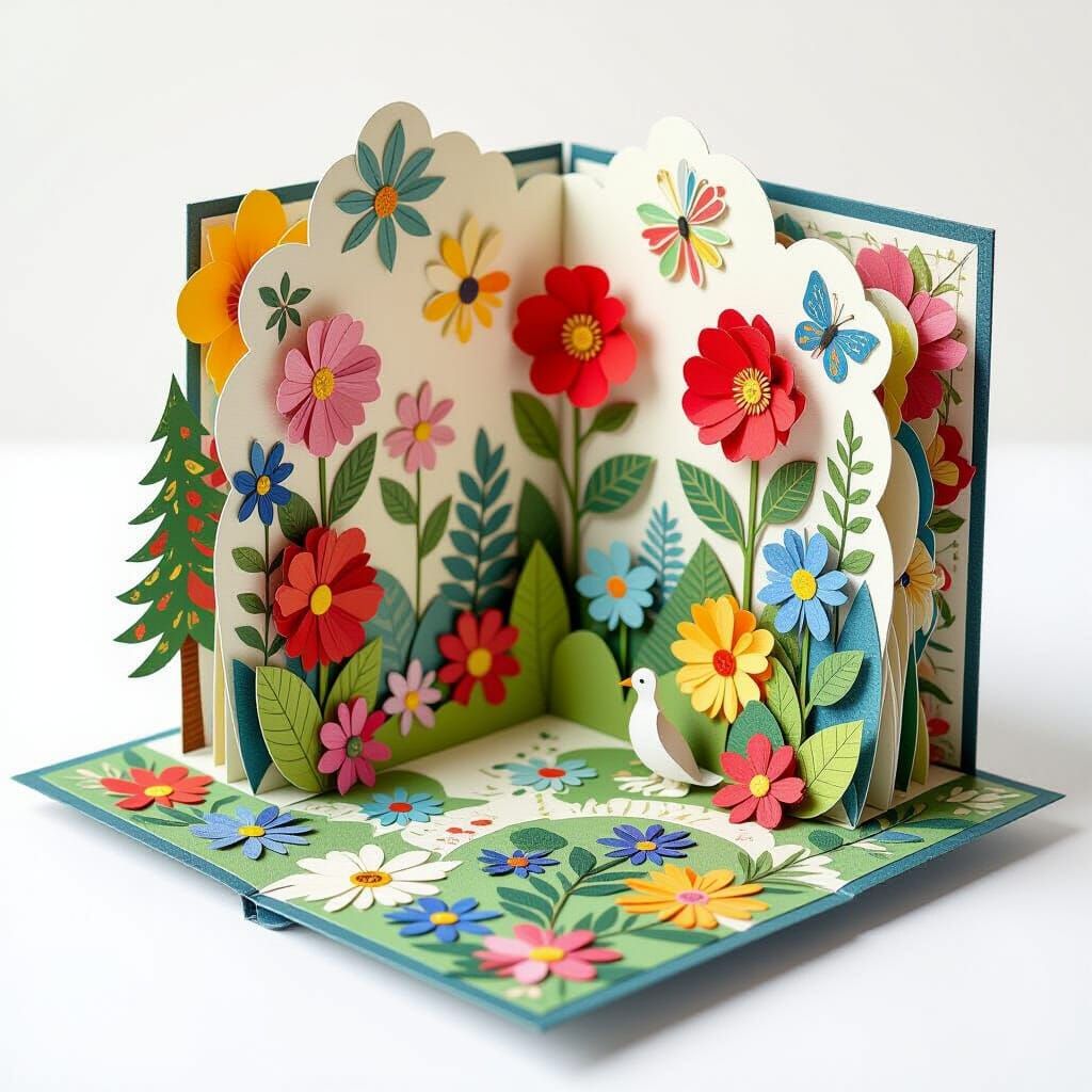 Intricate Pop-Up Book in Collage Style
