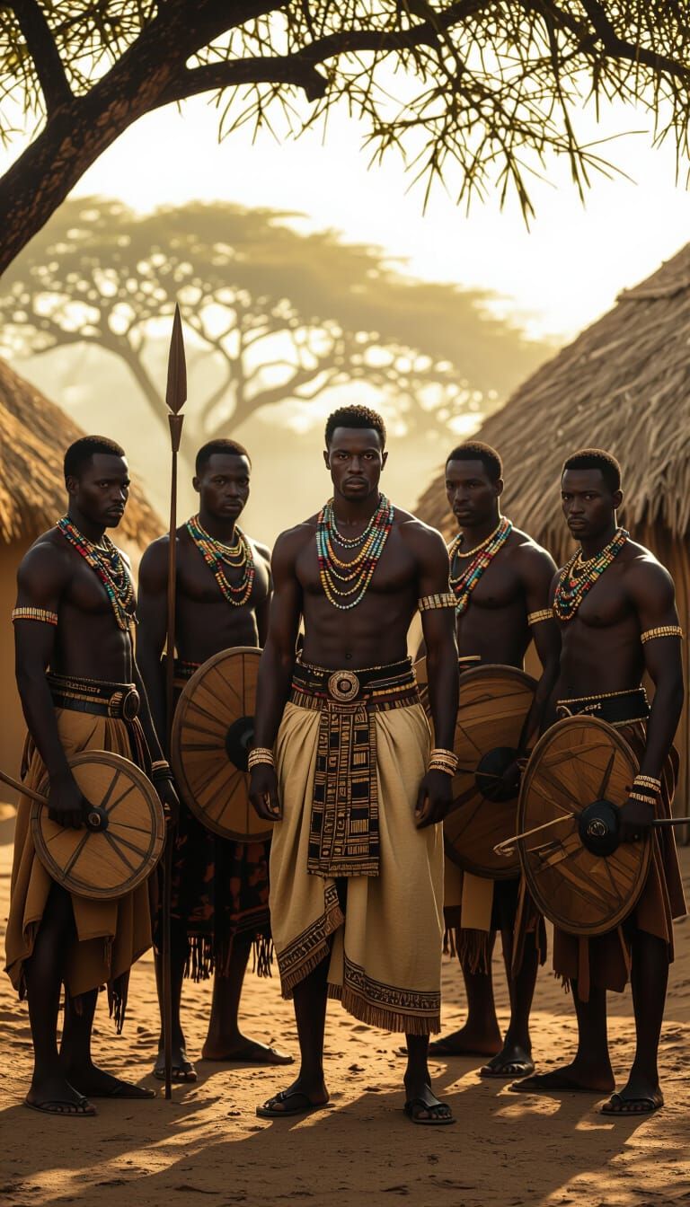 African Prince and Entourage in a 14th-Century Village